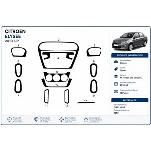 Citroen Elysee 2010+ 3D Armaturenbrett-Dekor-Set, 12 Teile 2