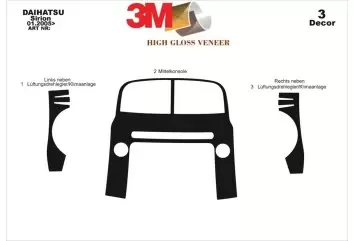 Daihatsu Sirion 01.2005 3M 3D Interior Dashboard Trim Kit Dash Trim Dekor 3-Parts