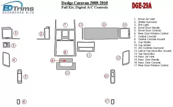 Dodge Caravan 2008-UP Full Set, Automatic AC Controls Decor de carlinga su interior