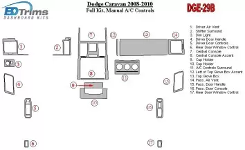 Dodge Caravan 2008-UP Full Set, Manual Gearbox AC Controls Cruscotto BD Rivestimenti interni