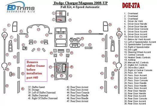 Dodge Charger 2008-UP Full Set Interior BD Dash Trim Kit