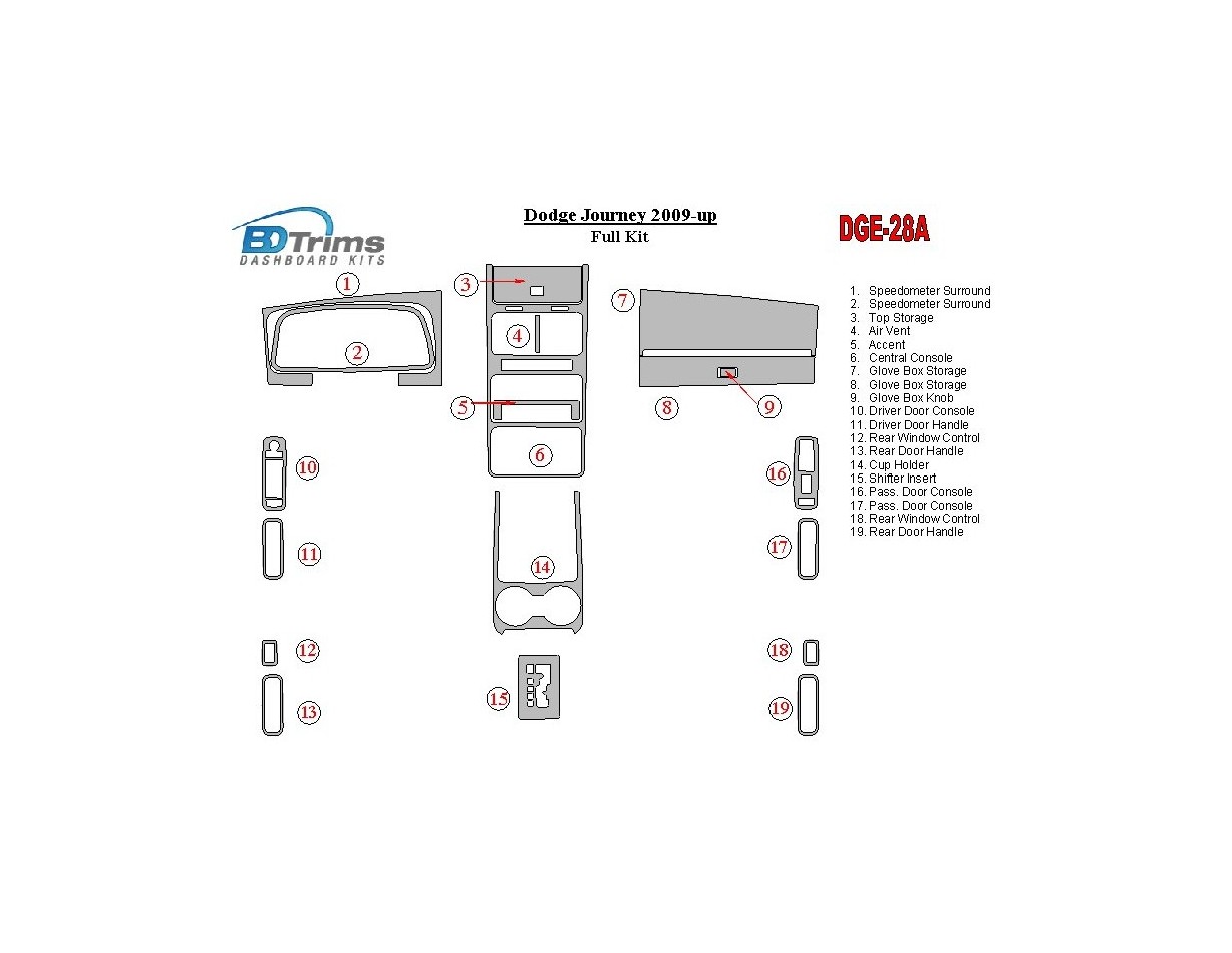 Dodge Journey 2009-UP Full Set Cruscotto BD Rivestimenti interni