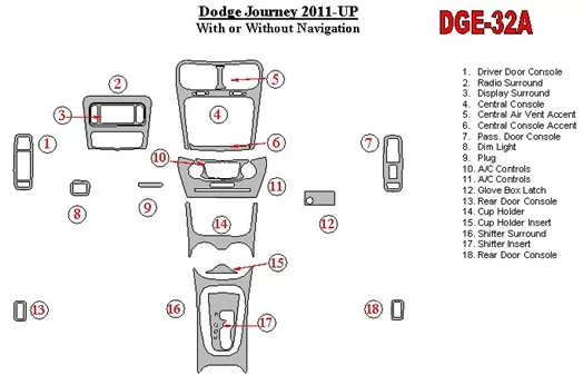 Dodge Journey 2011-UP Interior BD Dash Trim Kit