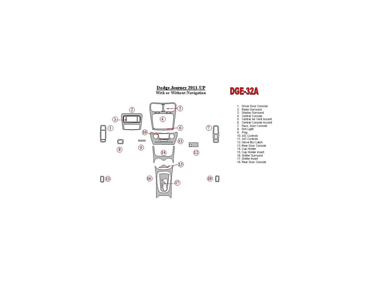 Dodge Journey 2011-UP Interior BD Dash Trim Kit