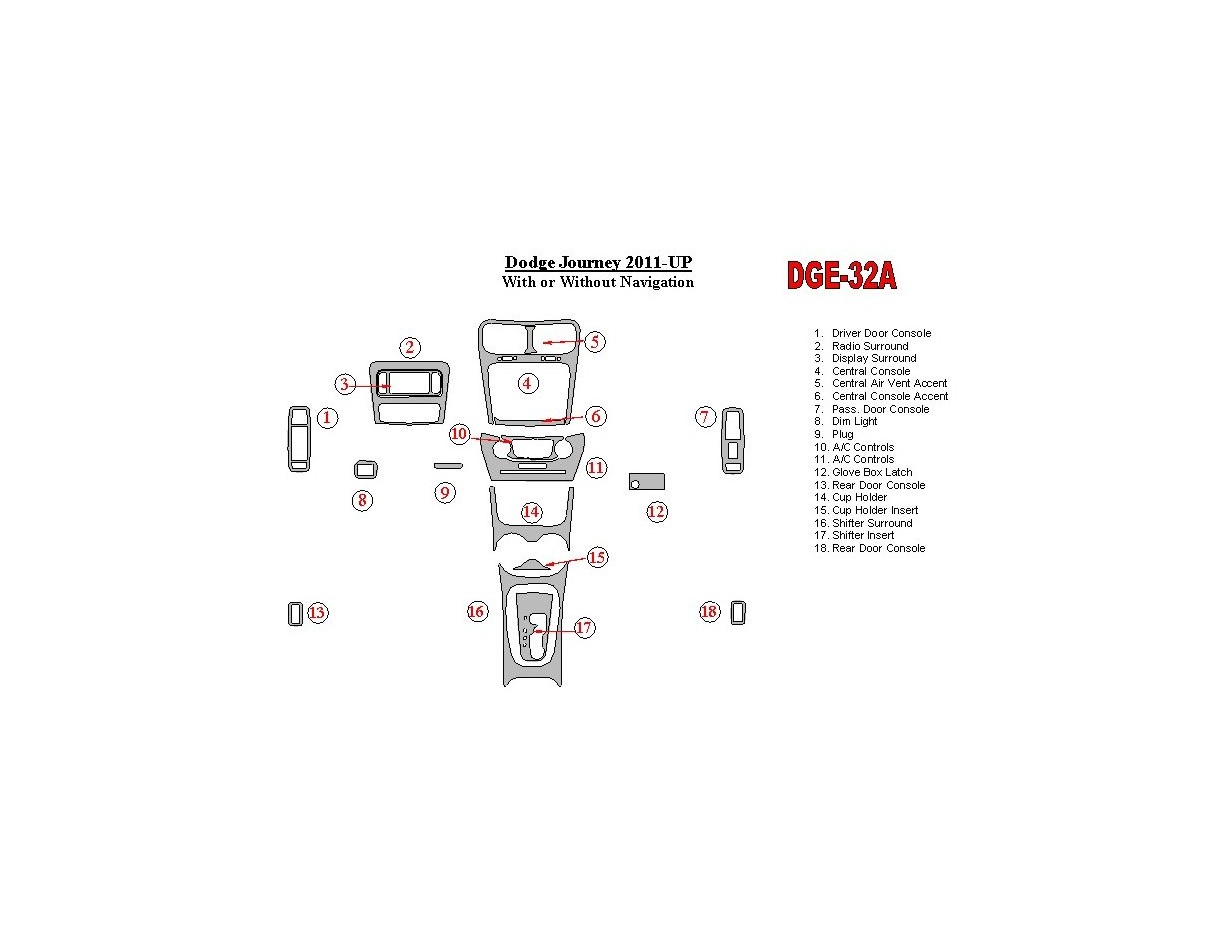Dodge Journey 2011-UP Interior BD Dash Trim Kit