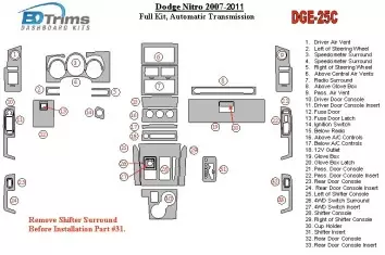 Dodge Nitro 2007-UP Ensemble Complet, Automatic Gear BD Décoration de tableau de bord
