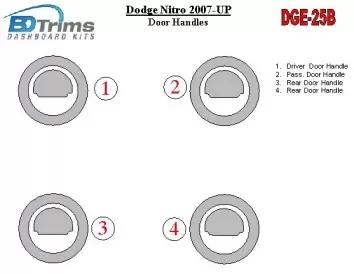 Dodge Nitro 2007-UP Interior Doors Hиle Covers BD Décoration de tableau de bord