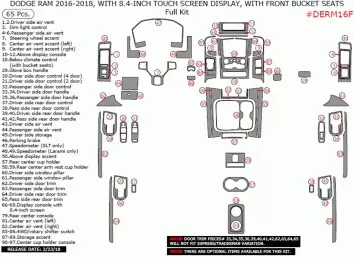 Dodge Ram 2016-2018 Interieur Dashboard Bekleding Volhouder touch Screen Display, With Front Bucket Seats, 65 Pcs.