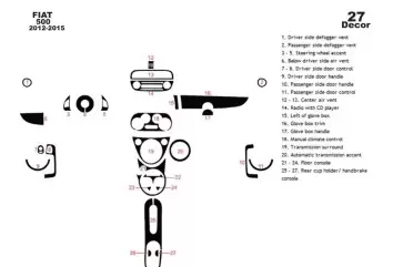 Fiat 500 2012-2015 3M 3D Interior Dashboard Trim Kit Dash Trim Dekor 27-Parts