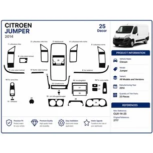 Citroen Jumper 2014 kit décor tableau de bord 3D, 25 pièces 2