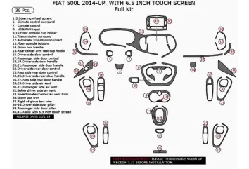 Fiat 500L 2012–2018 3M 3D Interior Dashboard Trim Kit Dash Trim Dekor 39-Parts