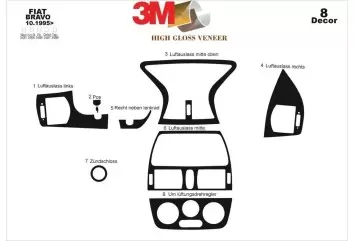 Fiat Brava-Marea 10.1995 3M 3D Interior Dashboard Trim Kit Dash Trim Dekor 8-Parts