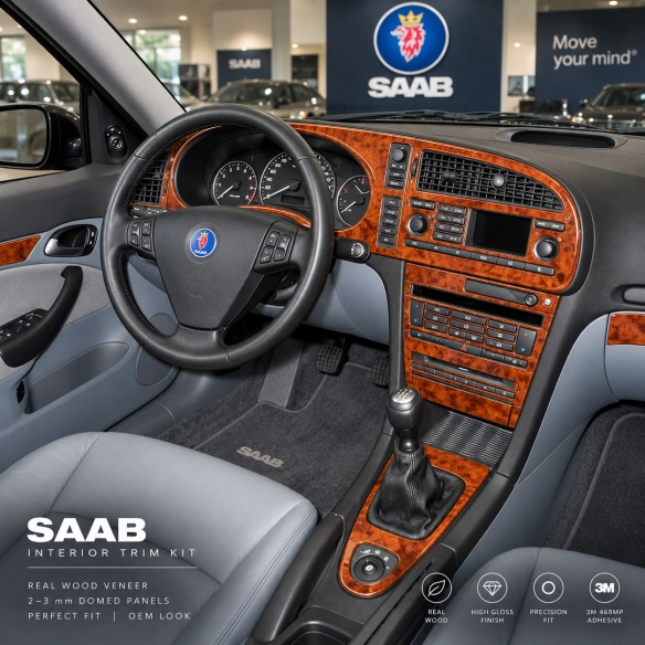 Saab 9-3 2003-2006 Manual Gear Box, With NAVI Interior Dashboard Trim Kit Dash Trim Dekor