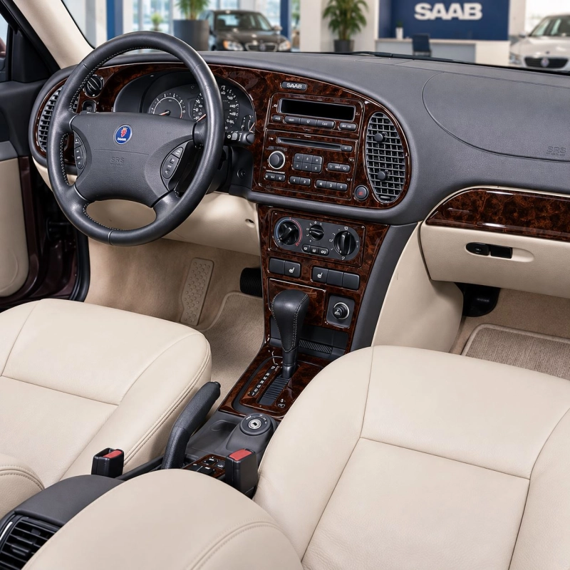 Saab 9-3 1999-2002 boîte manuelle, avec Compact Casette player, No OEM 20 pièces kit décoration intérieure tableau de bord
