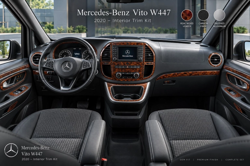Mercedes Vito W447 2015-Actualidad kit 3D de molduras interiores para salpicadero 38 piezas