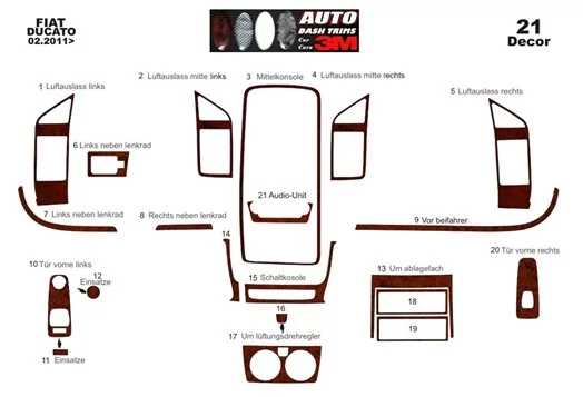 Fiat Ducato 03.02-01.06 Habillage Décoration de Tableau de Bord 15