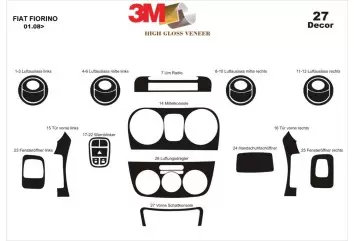 Fiat Fiorino 01.2008 3M 3D Interior Dashboard Trim Kit Dash Trim Dekor 27-Parts