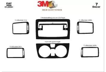 Fiat Idea 01.2004 3M 3D Interior Dashboard Trim Kit Dash Trim Dekor 7-Parts