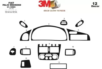 Fiat Palio Weekend 01.98-03.02 3D Decor de carlinga su interior del coche 12-Partes