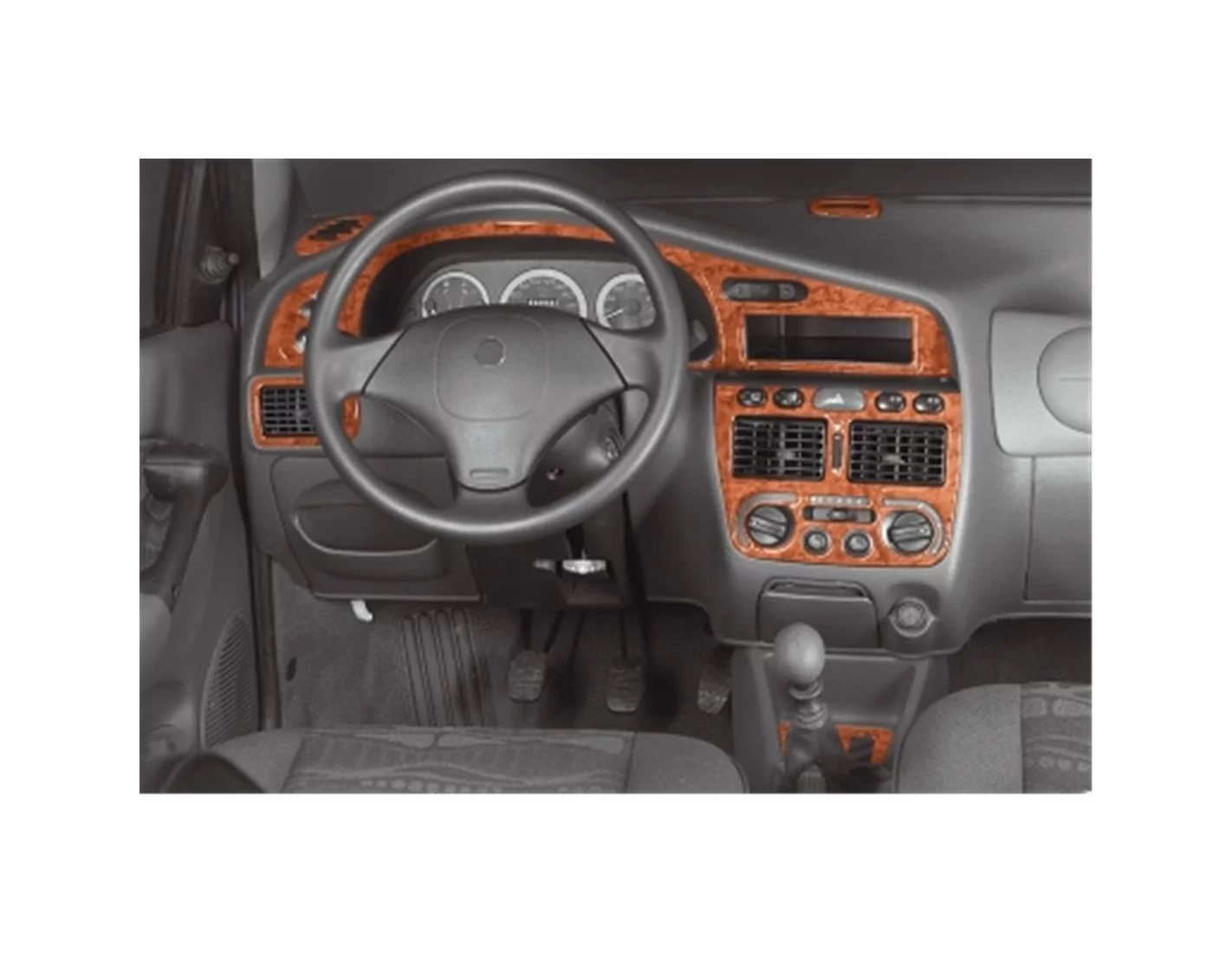 Fiat Palio-Siena 01.98-03.02 3M 3D Interior Dashboard Trim Kit Dash Trim Dekor 13-Parts