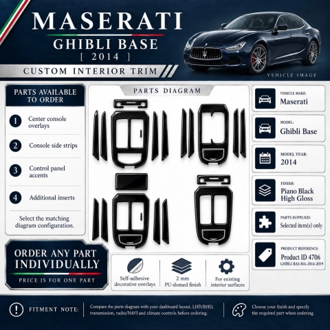 Maserati Ghibli Base 2014 2019 – Designer Trim – Kit completo per interni