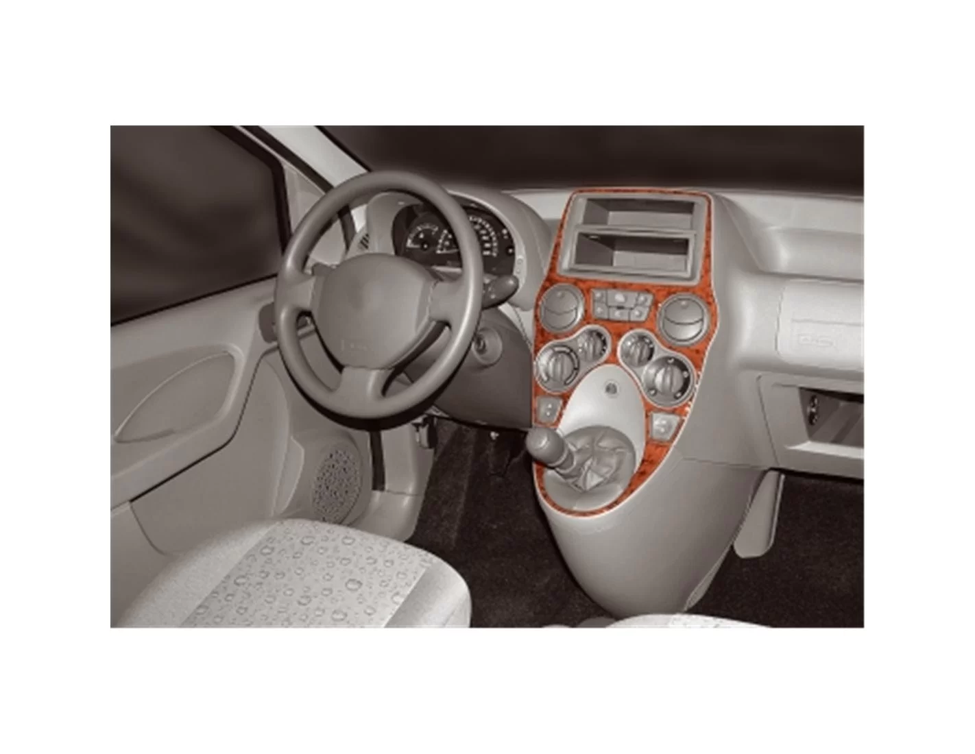 Fiat Panda 09.2003 3D Decor de carlinga su interior del coche 2-Partes