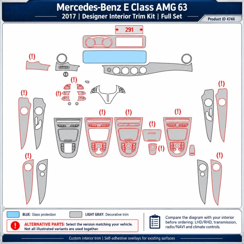 Mercedes-Benz E Class Amg 63 2017 – Designer Interior Trim Kit – Full Set