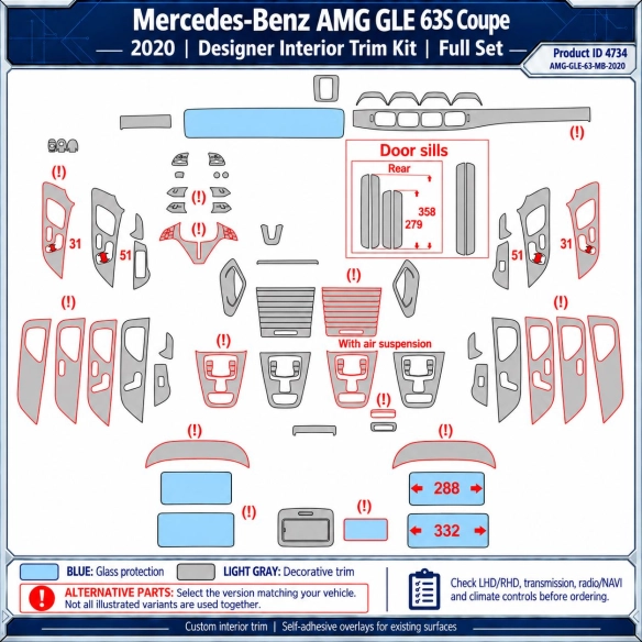 Mercedes-Benz Amg GLE 63S Coupe 2020 – Designer Trim – Complete interieurset