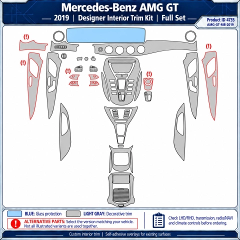 Mercedes-Benz Amg GT 2019 – Designer Trim – Kit completo para interiores
