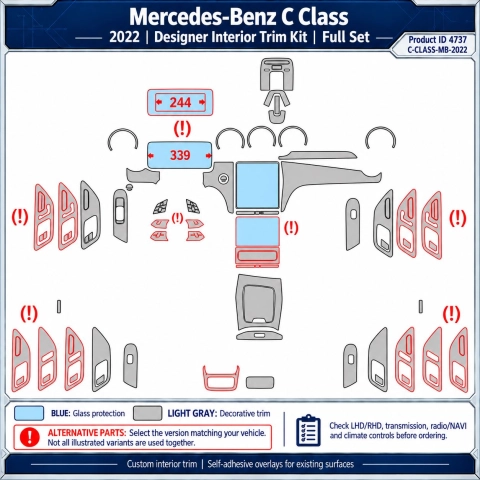 Mercedes-Benz C Class 2022 – Designer Trim – Kit completo para interiores