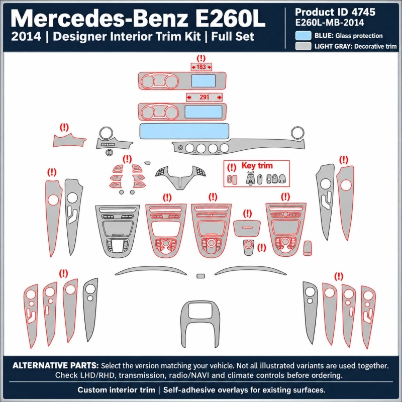 Mercedes-Benz E260l 2014 – Designer Trim – Kit intérieur complet