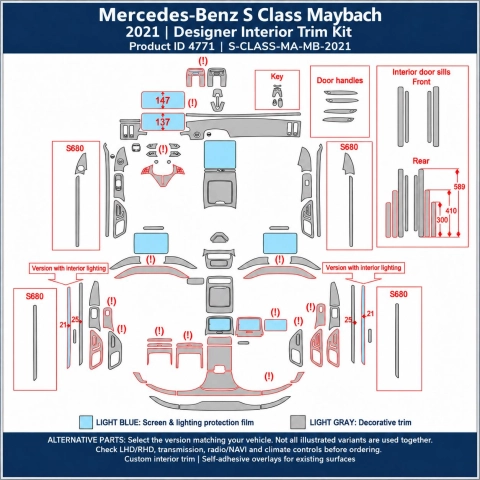 Mercedes-Benz S Class Maybach 2021 – Designer Interior Trim Kit – Full Set