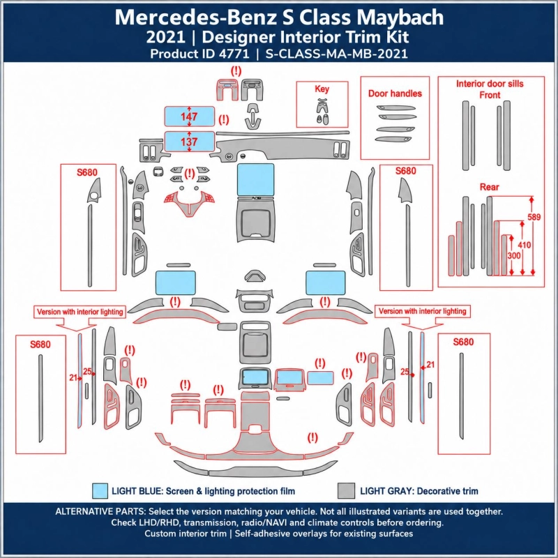 Mercedes-Benz S Class 2019 – Designer Trim – Kit completo para interiores