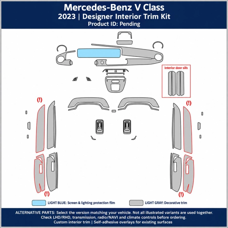 Mercedes-Benz V Class 2018 – Designer Trim – Kit completo para interiores