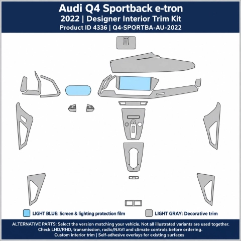 Audi Q4 Sportback E Tron 2022 – Designer Trim – Kit completo para interiores