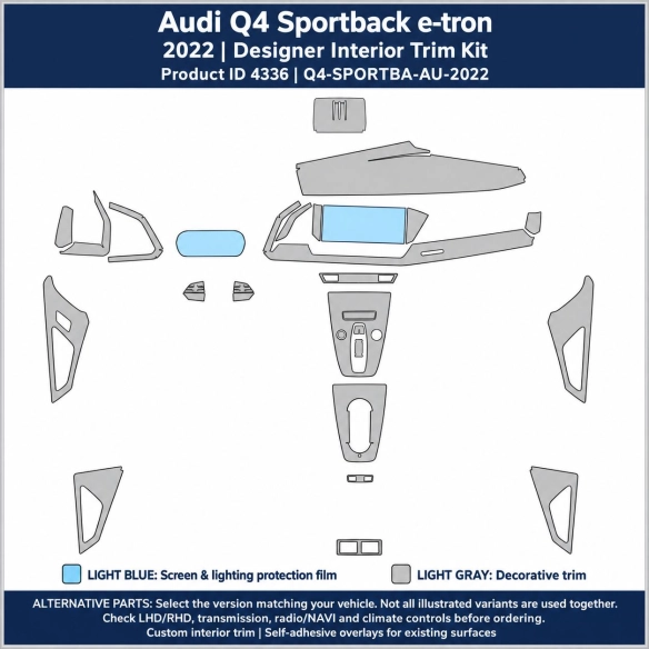 Audi Q4 Sportback E Tron 2022 – Designer Trim – Kit intérieur complet