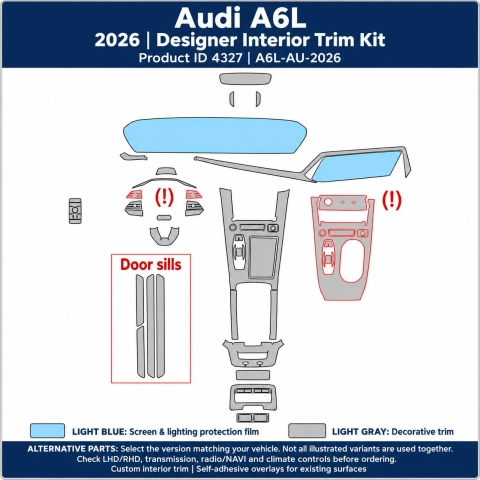 Audi A6l 2026 – Designer Trim – Kit completo para interiores
