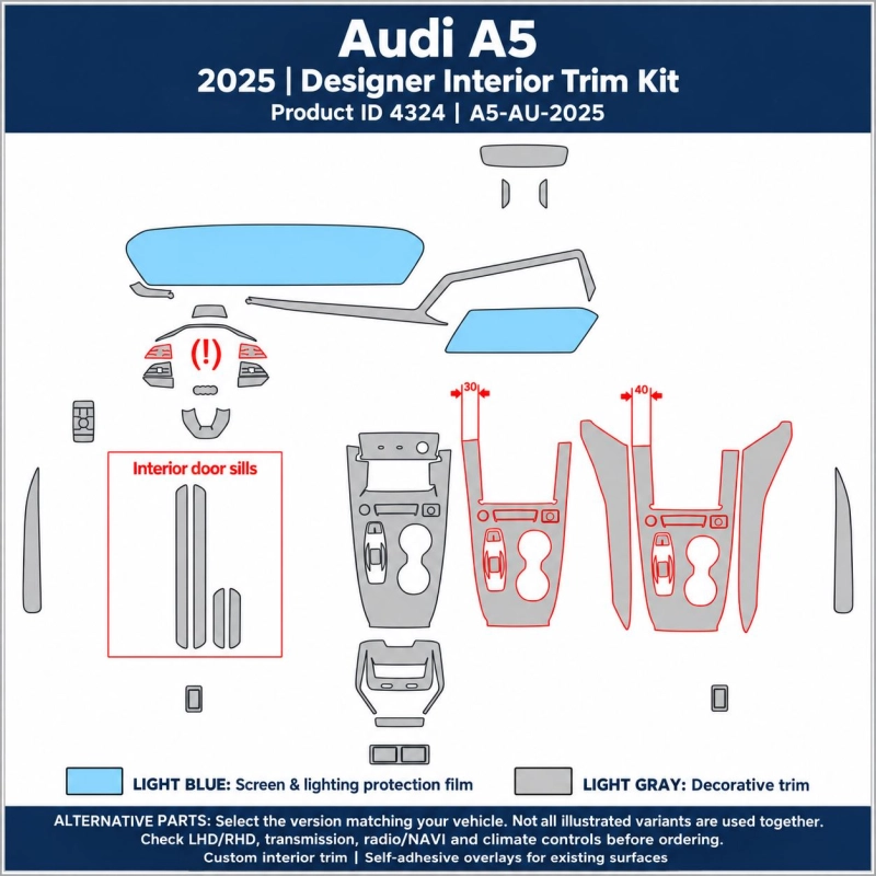 Audi A5 2025 – Designer Trim – Complete interieurset