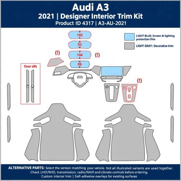 Audi A3 2021 – Designer Trim – Innenraum-Komplettset