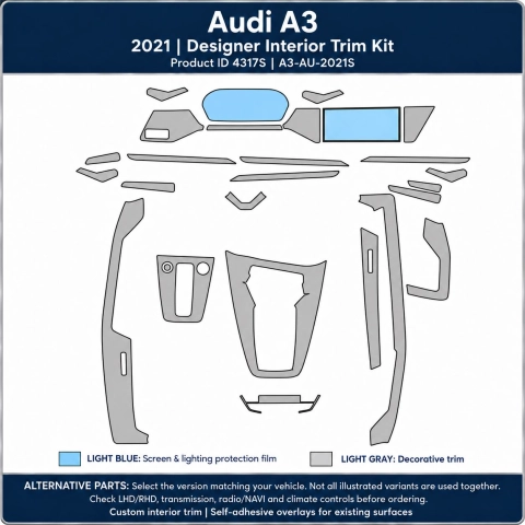 Audi A3 2021 – Designer Trim – Kit completo per interni