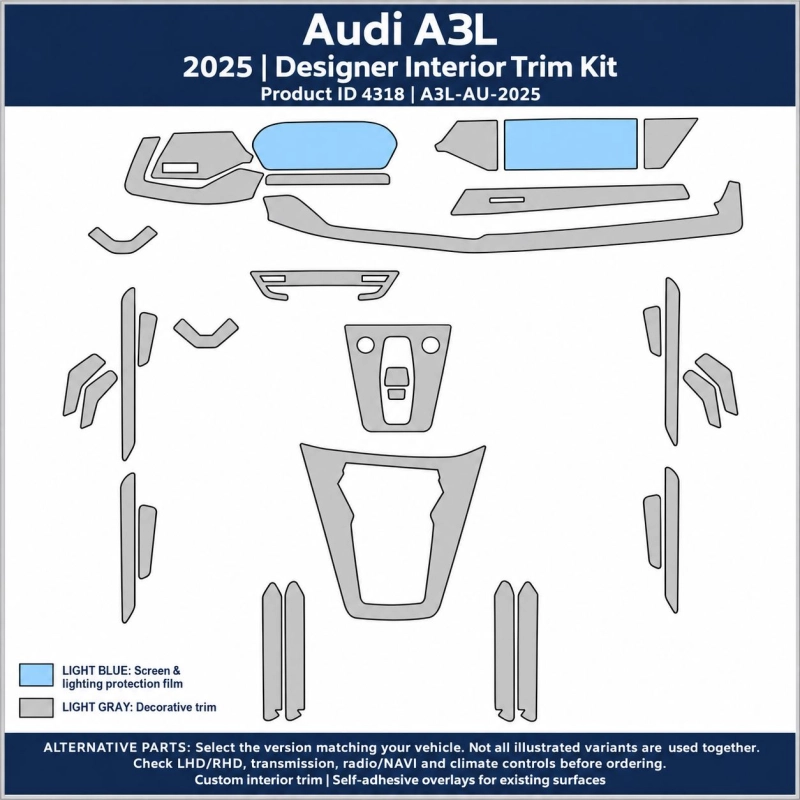 Audi A3l 2025 – Designer Trim – Innenraum-Komplettset