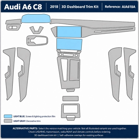 Audi A6 C8 seit 2018 kit 3D de molduras para salpicadero – 41 piezas