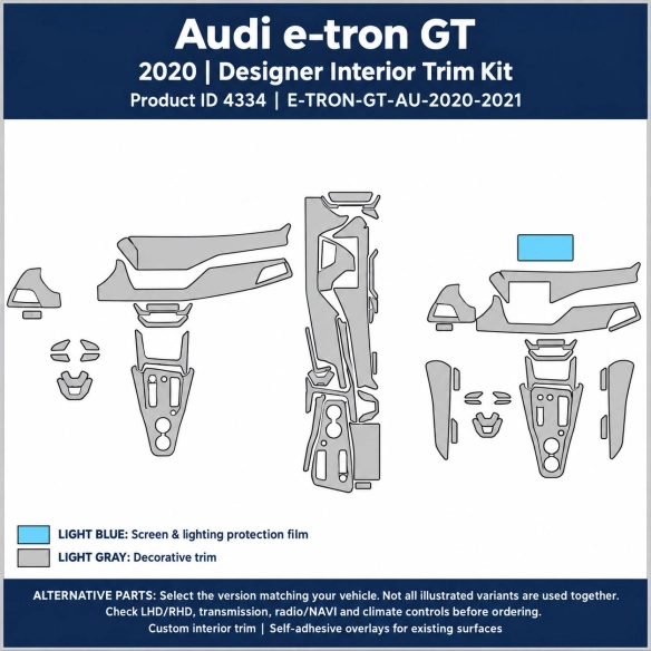Audi E Tron GT 2020 2021 – Designer Trim – Kit intérieur complet