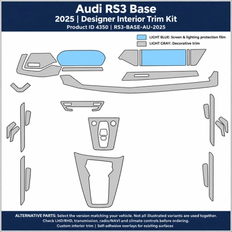 Audi Rs3 Base 2025 – Designer Trim – Kit intérieur complet