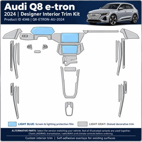 Audi Q8 Etron 2024 – Designer Trim – Kit completo para interiores