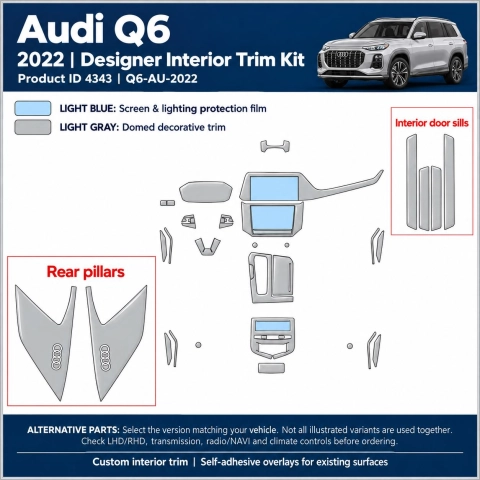 Audi Q6 2022 – Designer Trim – Kit completo para interiores