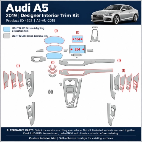 Audi A5 2019 – Designer Trim – Kit completo para interiores