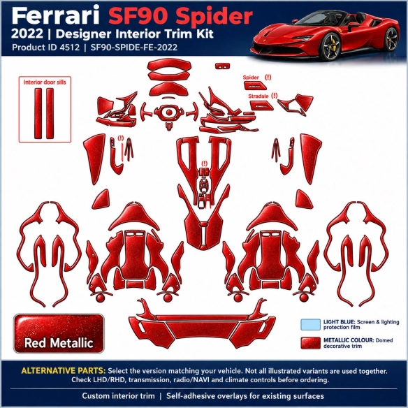 Ferrari Sf90 Spider 2022 – Designer Interior Trim Kit – Full Set
