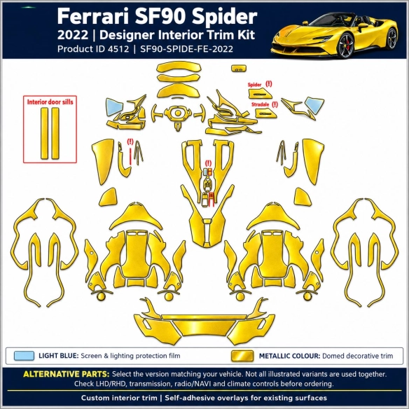 Ferrari Sf90 Spider 2022 – Designer Interior Trim Kit – Full Set
