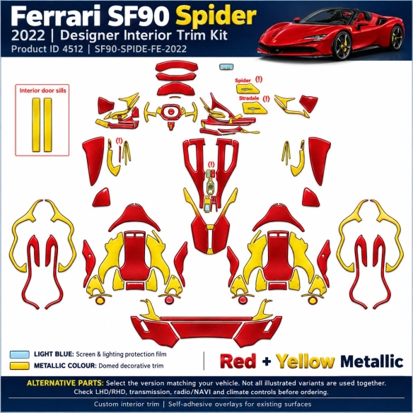 Ferrari Sf90 Spider 2022 – Designer Interior Trim Kit – Full Set